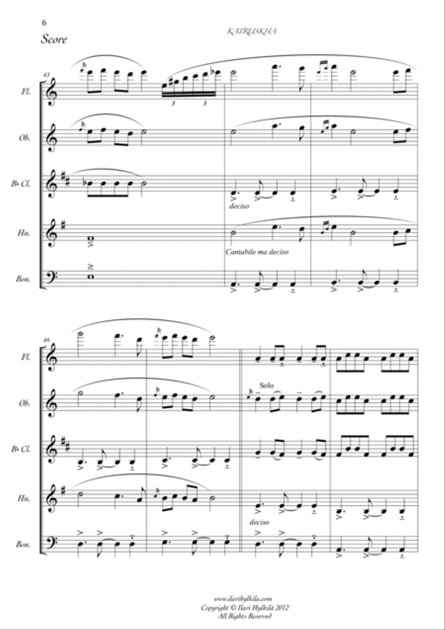 Katruskha (woodwind quintet) Woodwind Quintet scores gallery preview page 6