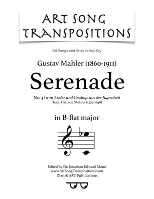 Book cover for MAHLER: Serenade (transposed to B-flat major)