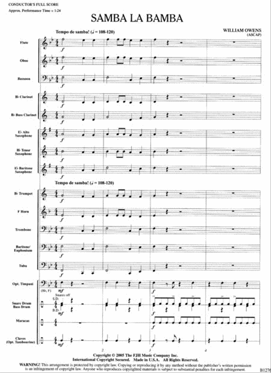 Samba La Bamba Concert Band scores gallery preview page 2