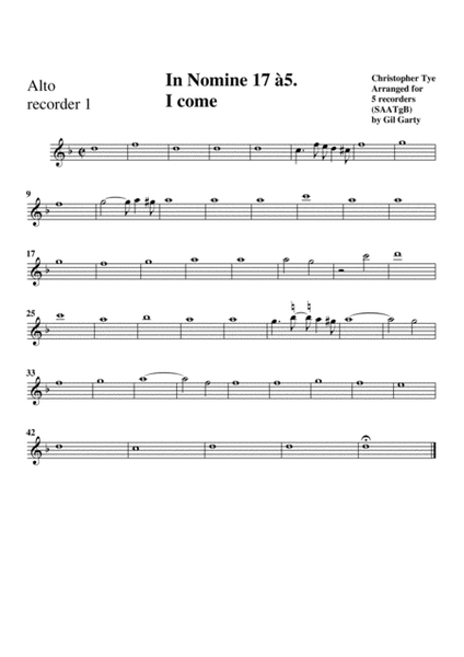 In Nomine no.17 a5 (arrangement for 5 recorders) (arrangement for 5 recorders)