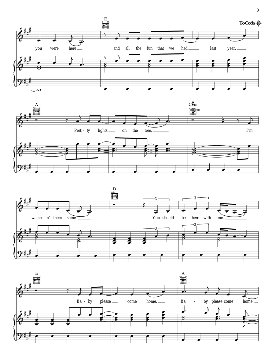 Christmas (Baby Please Come Home) Piano, Vocal, Guitar scores gallery preview page 3