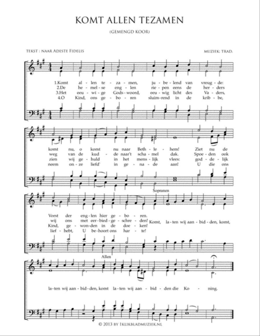 Komt Allen Tezamen 4-Part scores gallery preview page 1