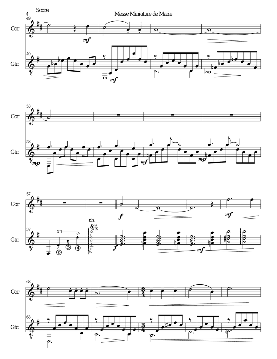 Messe miniature de Marie for cor anglais and guitar English Horn scores gallery preview page 4