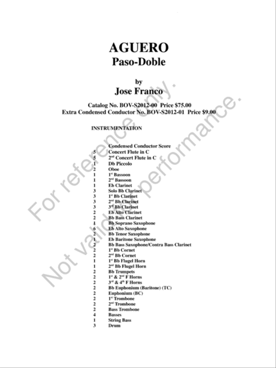 Aguero, paso doble Concert Band scores gallery preview page 2
