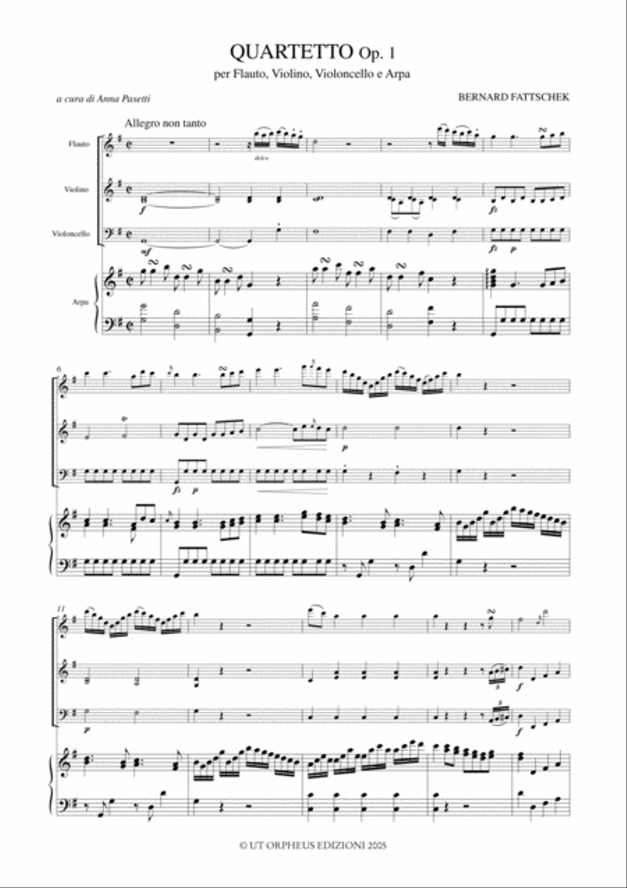 Quartet Op. 1 for Flute, Violin, Violoncello and Harp