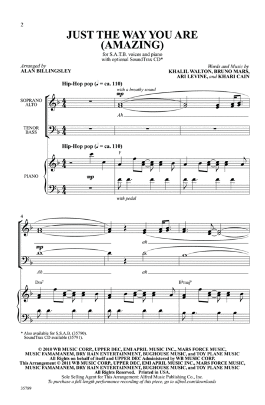 Just the Way You Are (Amazing) - SoundTrax CD (CD only) Choir scores gallery preview page 2