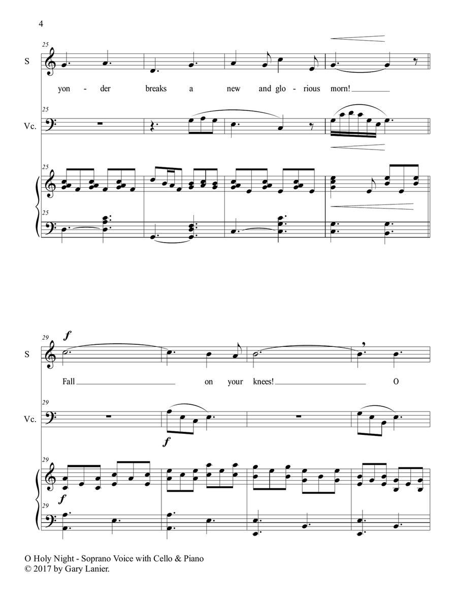 O HOLY NIGHT (Soprano Solo with Cello & Piano - Score & Parts included) Small Ensemble scores gallery preview page 5