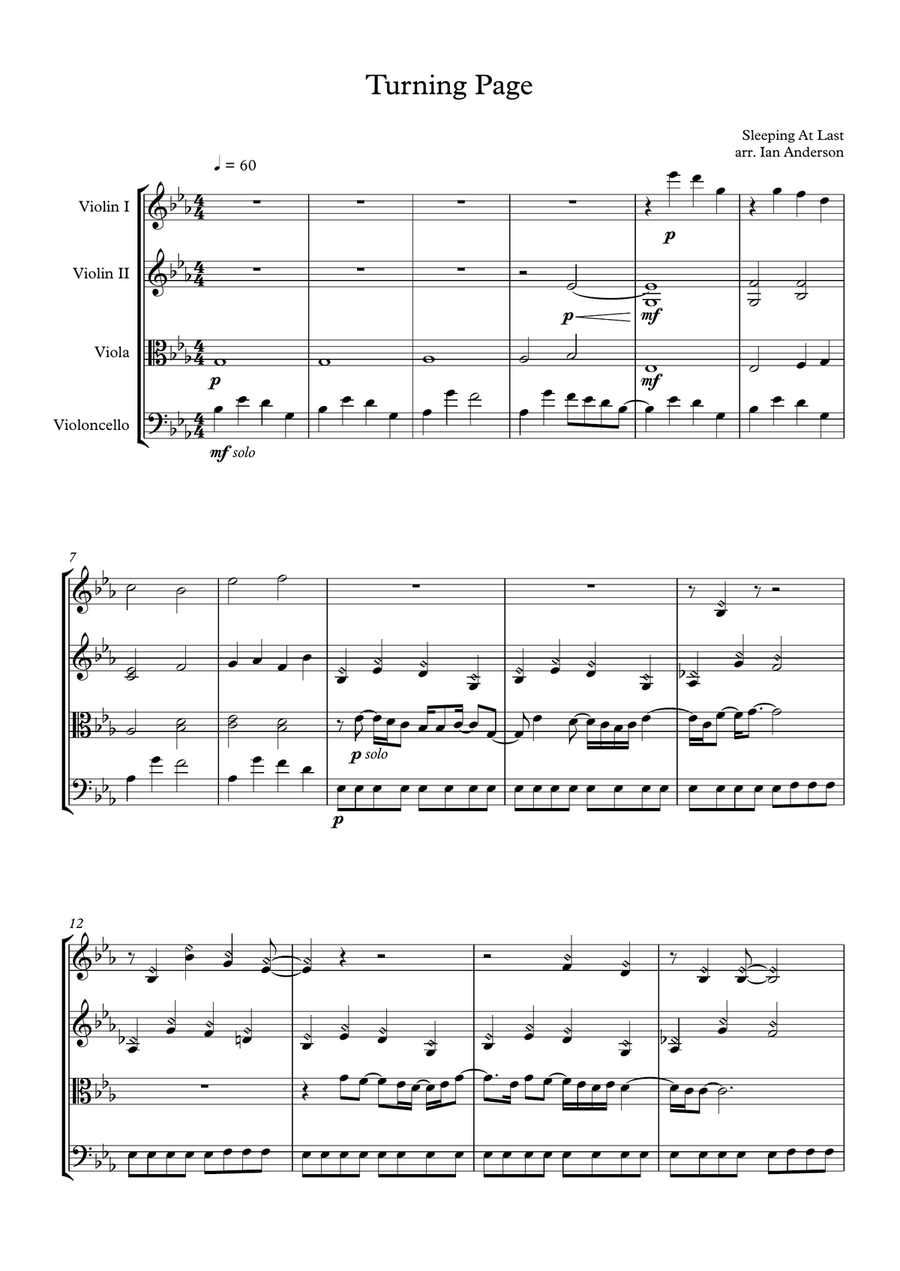 Turning Page Turning Page String Quartet scores gallery preview page 1