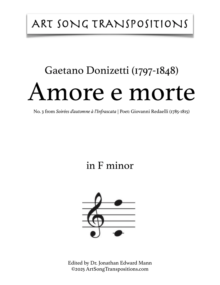 DONIZETTI: Amore e morte (transposed to F minor) Piano, Vocal scores gallery preview page 1