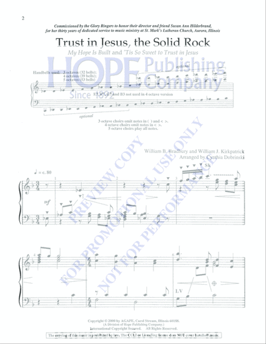 Trust in Jesus, the Solid Rock 5-Octaves scores gallery preview page 2