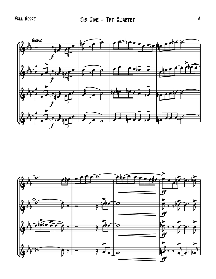 Jib Jive - Jazz Trumpet Quartet Jazz Ensemble scores gallery preview page 4