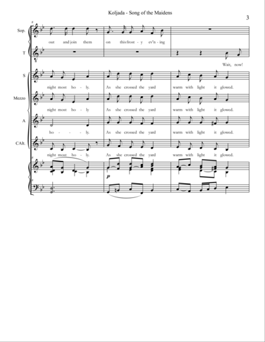 Koljada - Christmas Dance of the Russian Maidens Rimsky-Korsakov (Galiè) SSAA SSAA scores gallery preview page 3