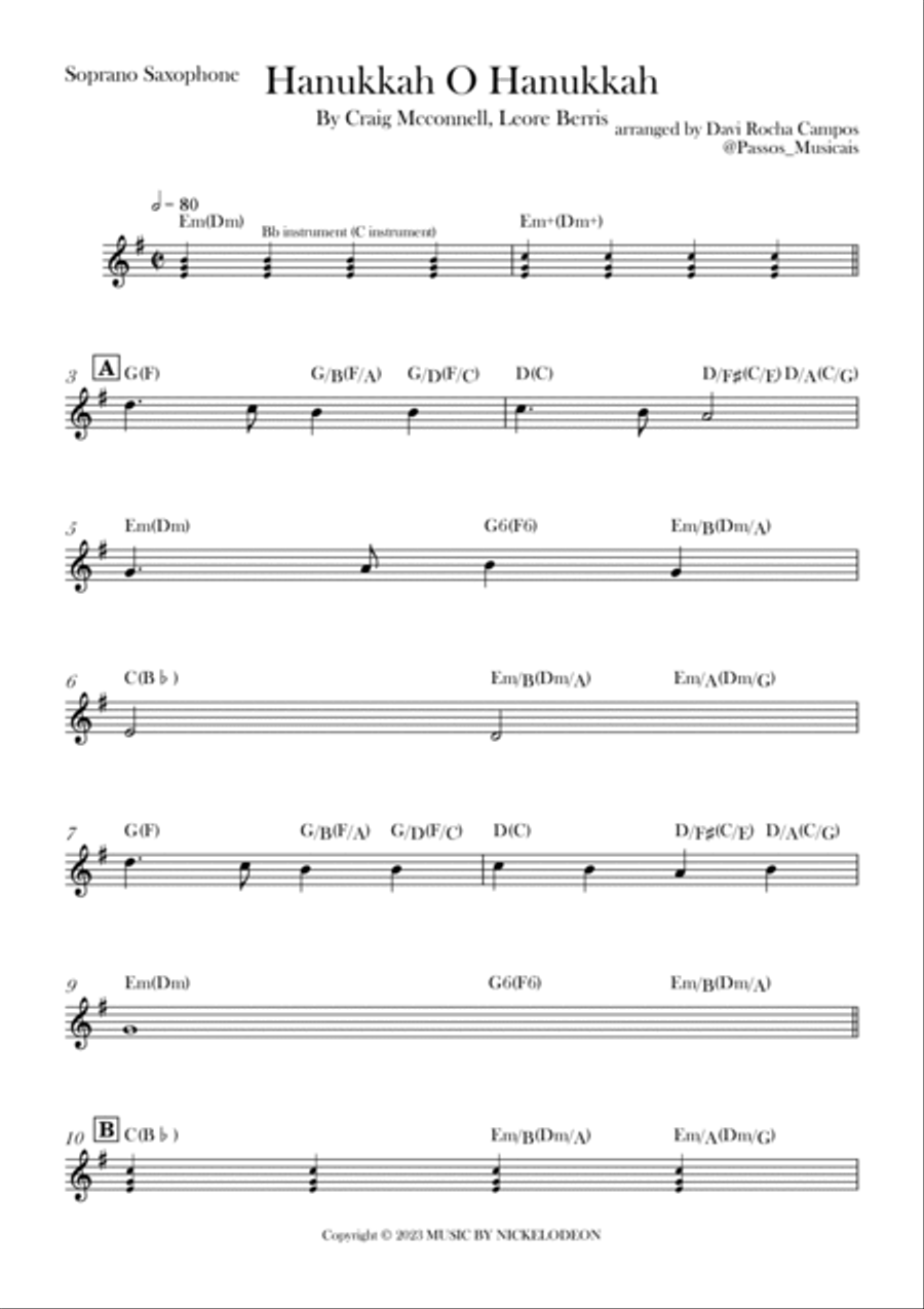 Hanukkah O Hanukkah Saxophone Quintet scores gallery preview page 5
