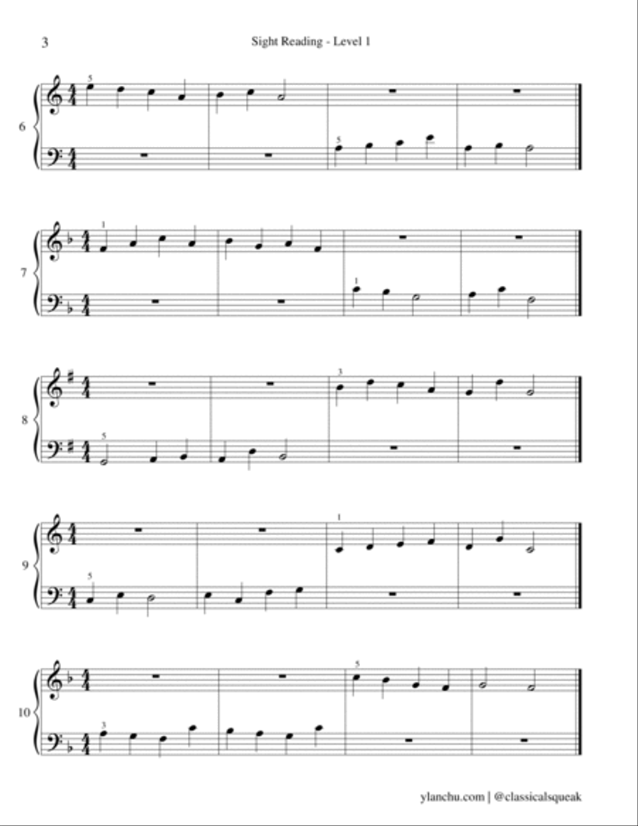 Sight Reading - Level 1 Piano (Digital PDF Download) Piano Method scores gallery preview page 4