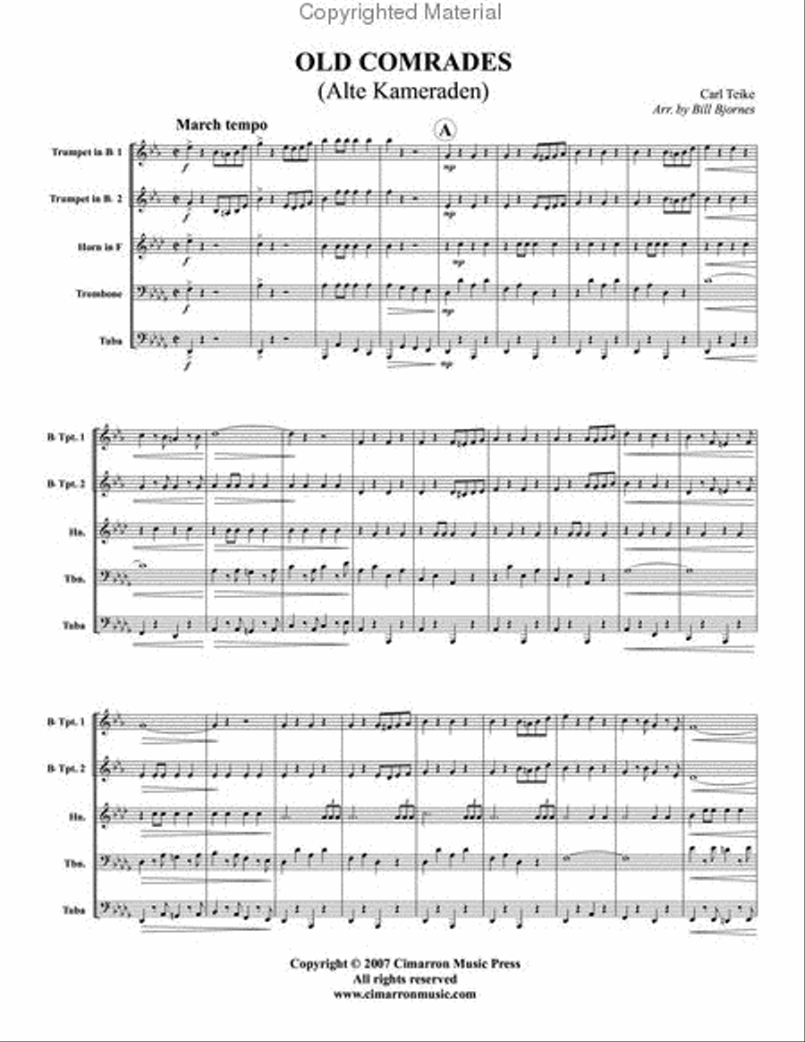 Old Comrades March Brass Quintet scores gallery preview page 2