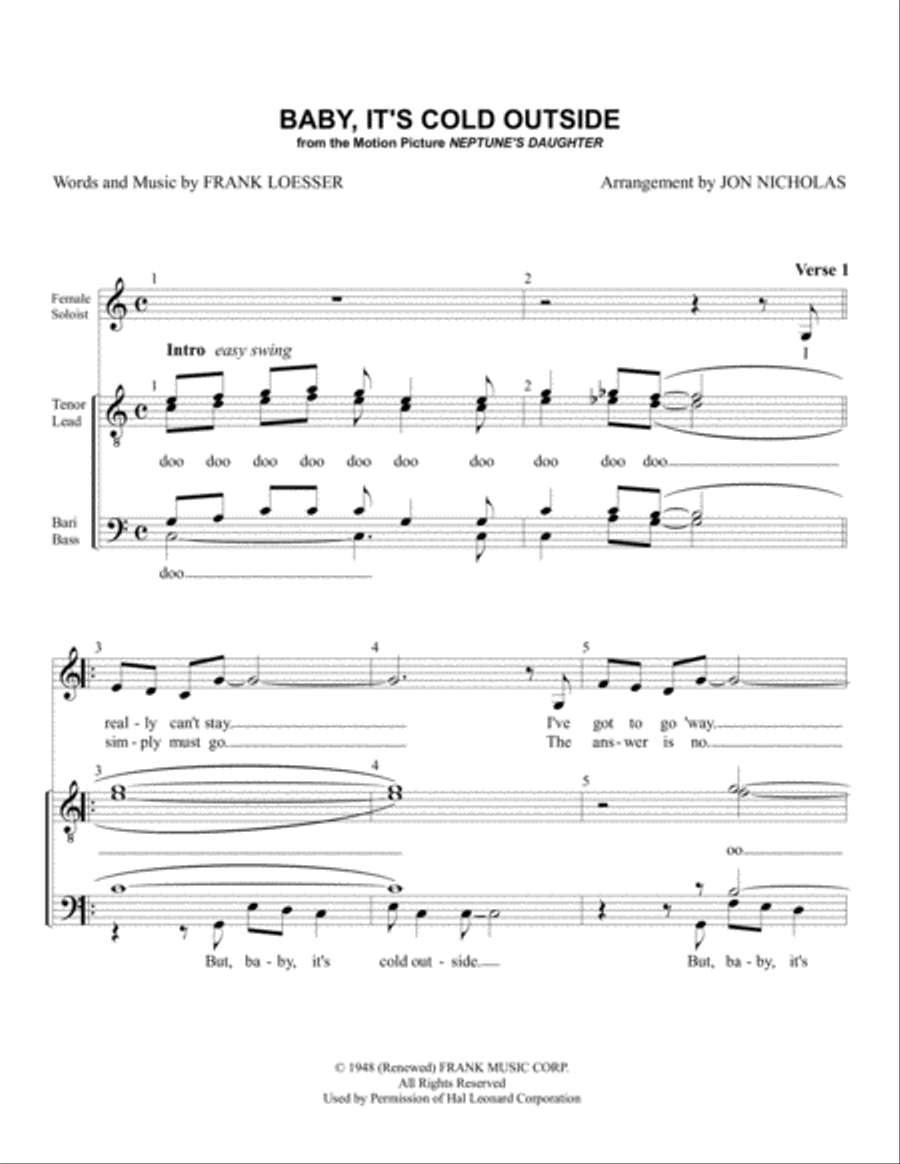 Baby, It's Cold Outside TTBB scores gallery preview page 1