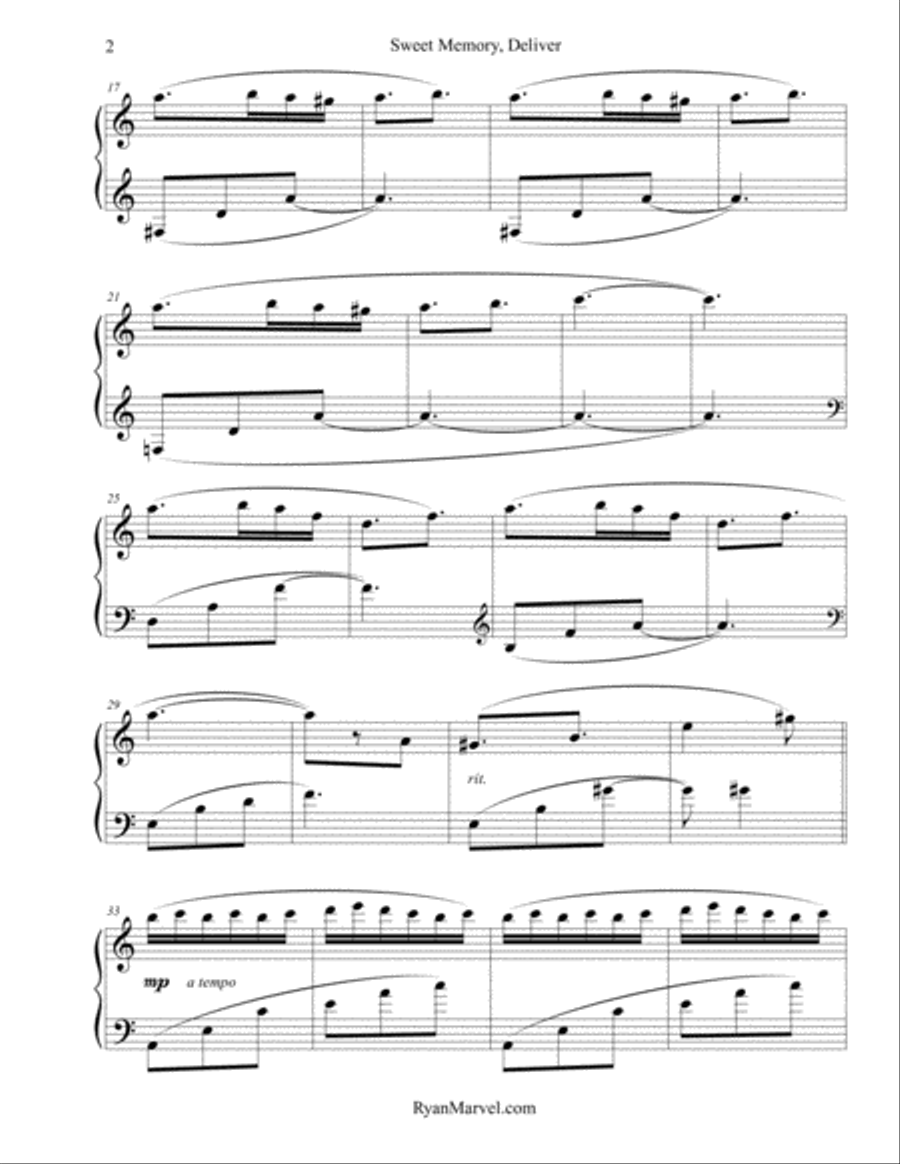 Sweet Memory, Deliver Piano Solo scores gallery preview page 2