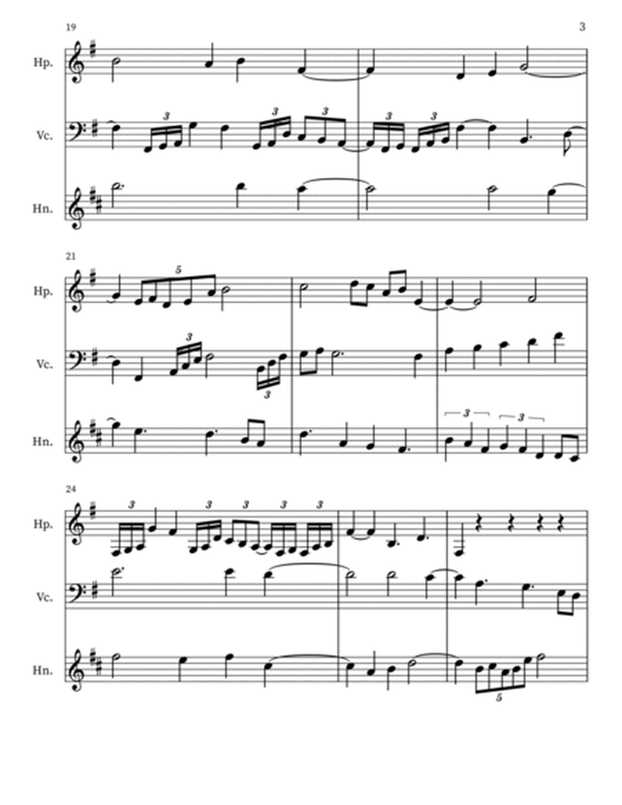 Ambrosia 134 for Harp. 'cello, Corno