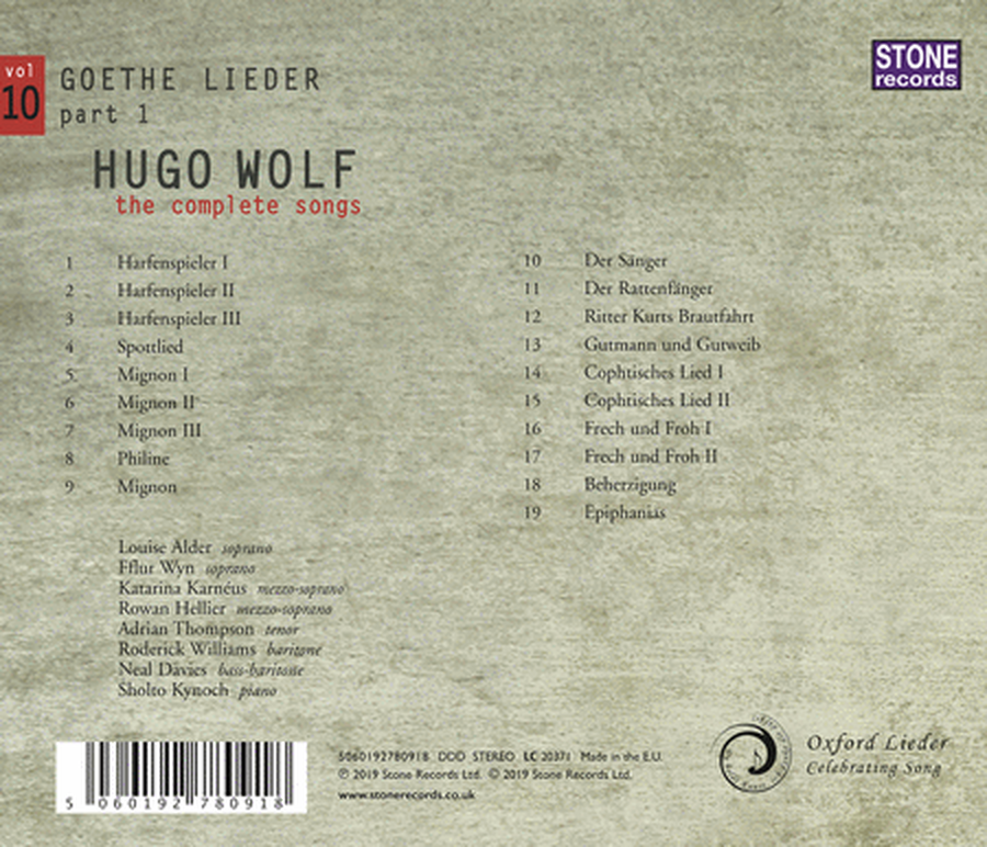 Wolf: The Complete Songs, Vol. 10 - Goethe Lieder Part 1