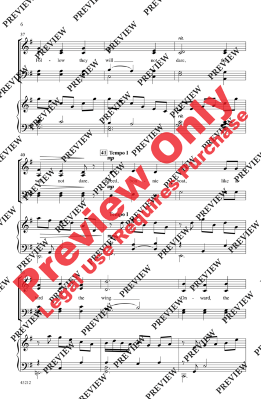 Over the Sea to Skye 4-Part scores gallery preview page 6