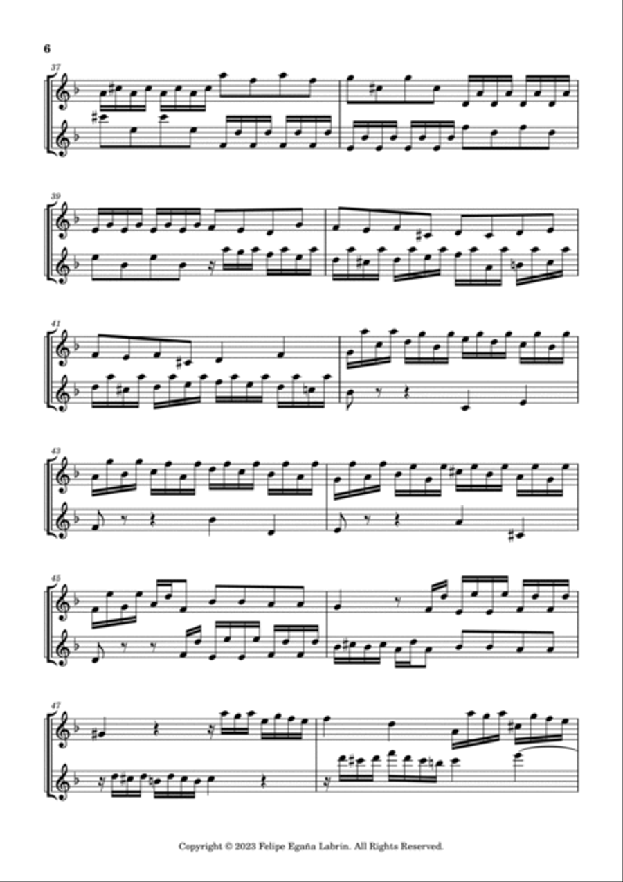 Toccata and Fugue in d minor BWV 565 Flute Duet scores gallery preview page 6