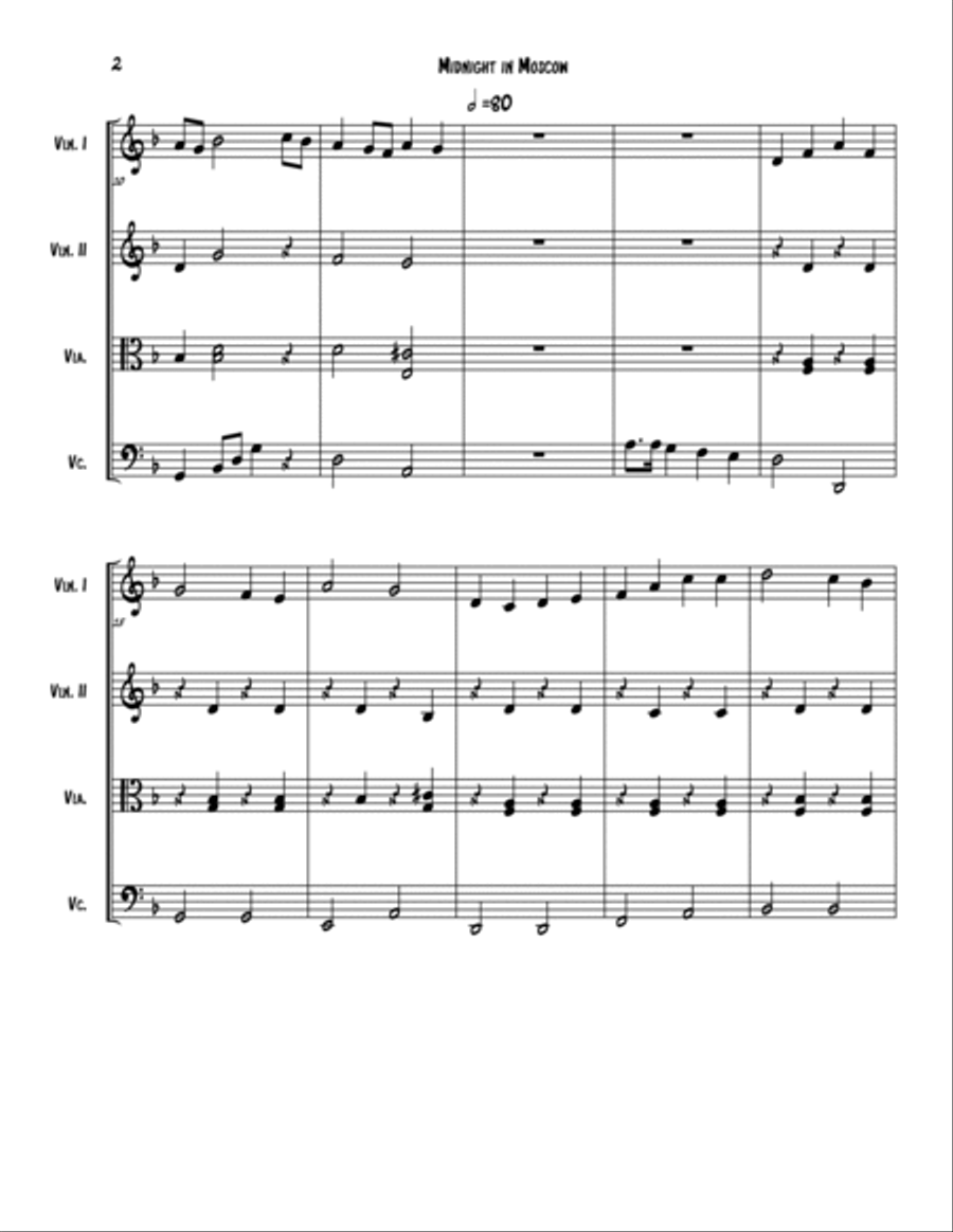 midnight in Moscow midnight in Moscow String Quartet scores gallery preview page 2