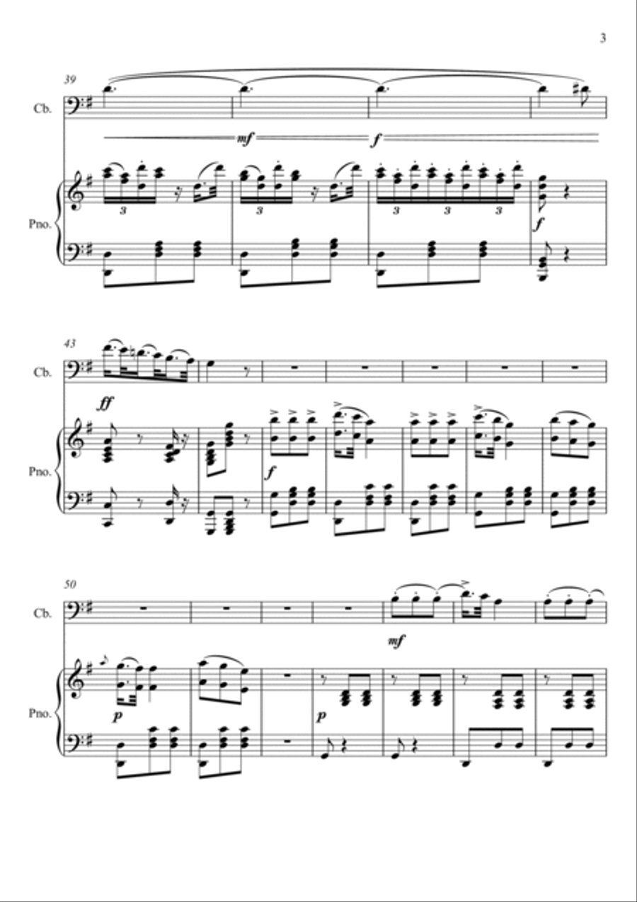 Giuseppe Verdi - La donna e mobile (Rigoletto) Double Bass - G Key String Duet scores gallery preview page 3