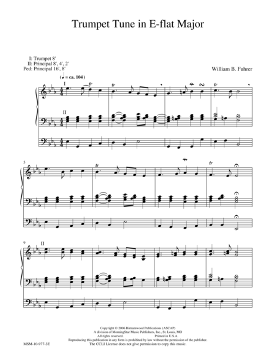 Trumpet Tune in E-flat Major Trumpet scores gallery preview page 1