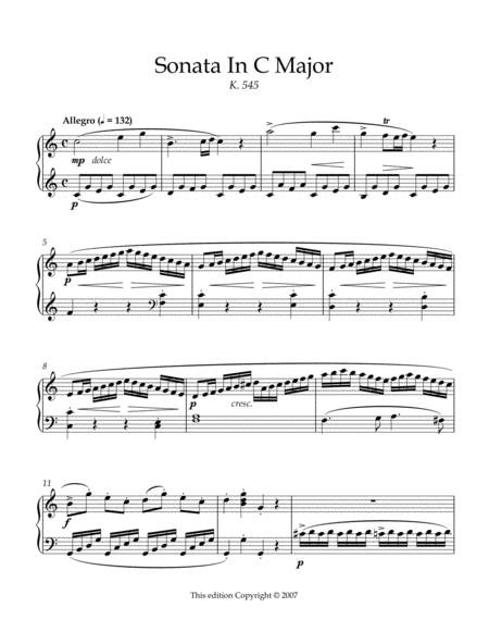 Sonata In C Major (K. 545) image number null
