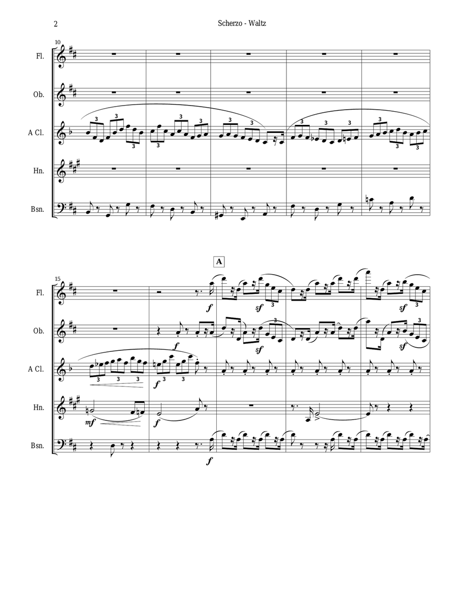 Chabrier - wind quintet - Scherzo from Suite Pastorale Woodwind Quintet scores gallery preview page 2