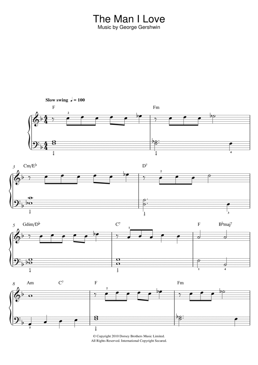 The Man I Love Easy Piano scores gallery preview page 1