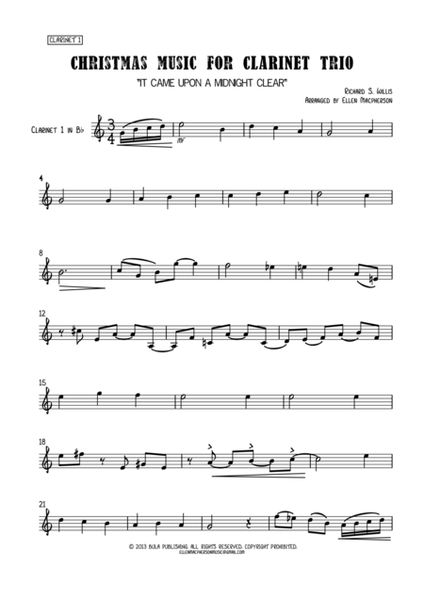 Christmas Music for Clarinet Trio - CLARINET 1 PART image number null