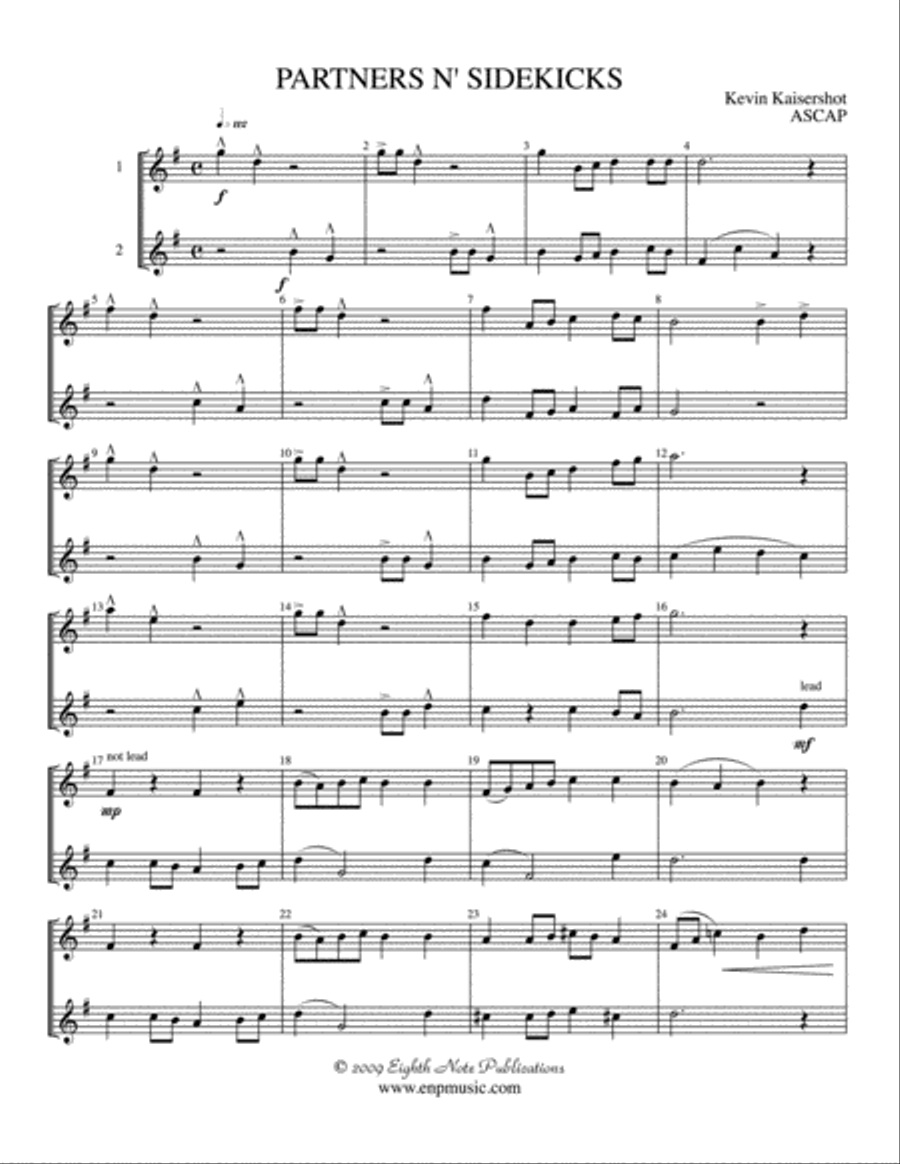 Partners n' Sidekicks: Score Saxophone Solo scores gallery preview page 1