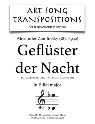 ZEMLINSKY: Geflüster der Nacht, Op. 2 no. 3, Heft I (transposed to E-flat major)