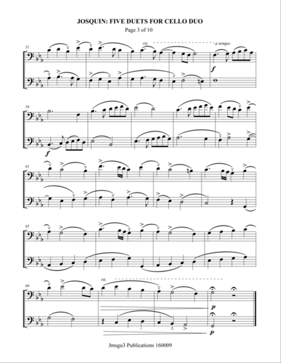 Josquin: Five Duets for Cello Duo String Duet scores gallery preview page 3