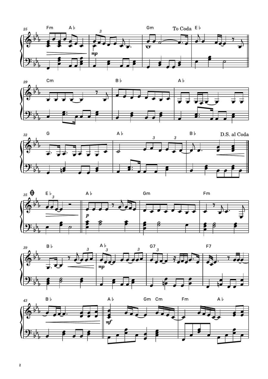 Chasing Pavements Piano Solo scores gallery preview page 2