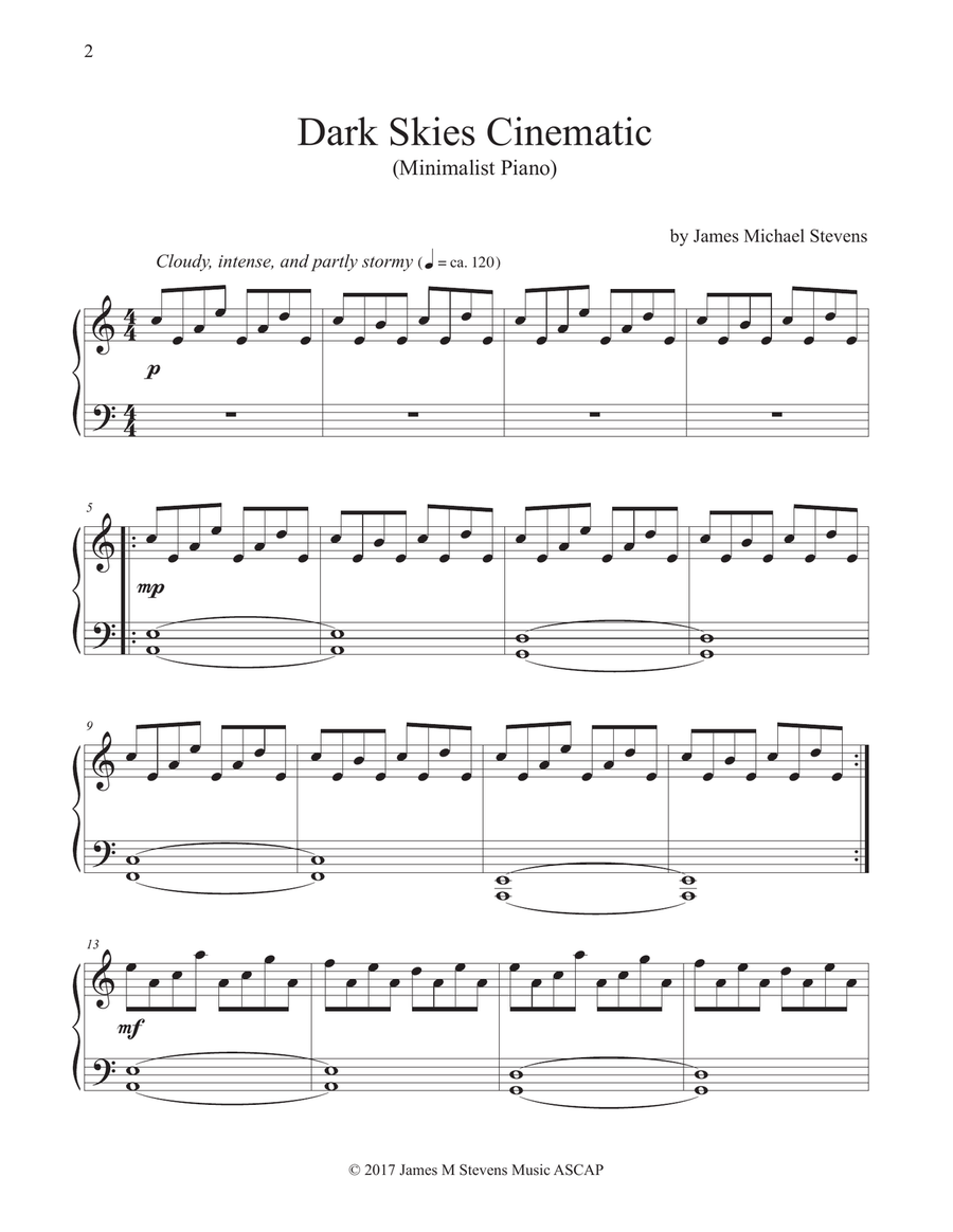 Dark Skies Cinematic - Minimalist Piano & Ambient Orchestra Piano Solo scores gallery preview page 2