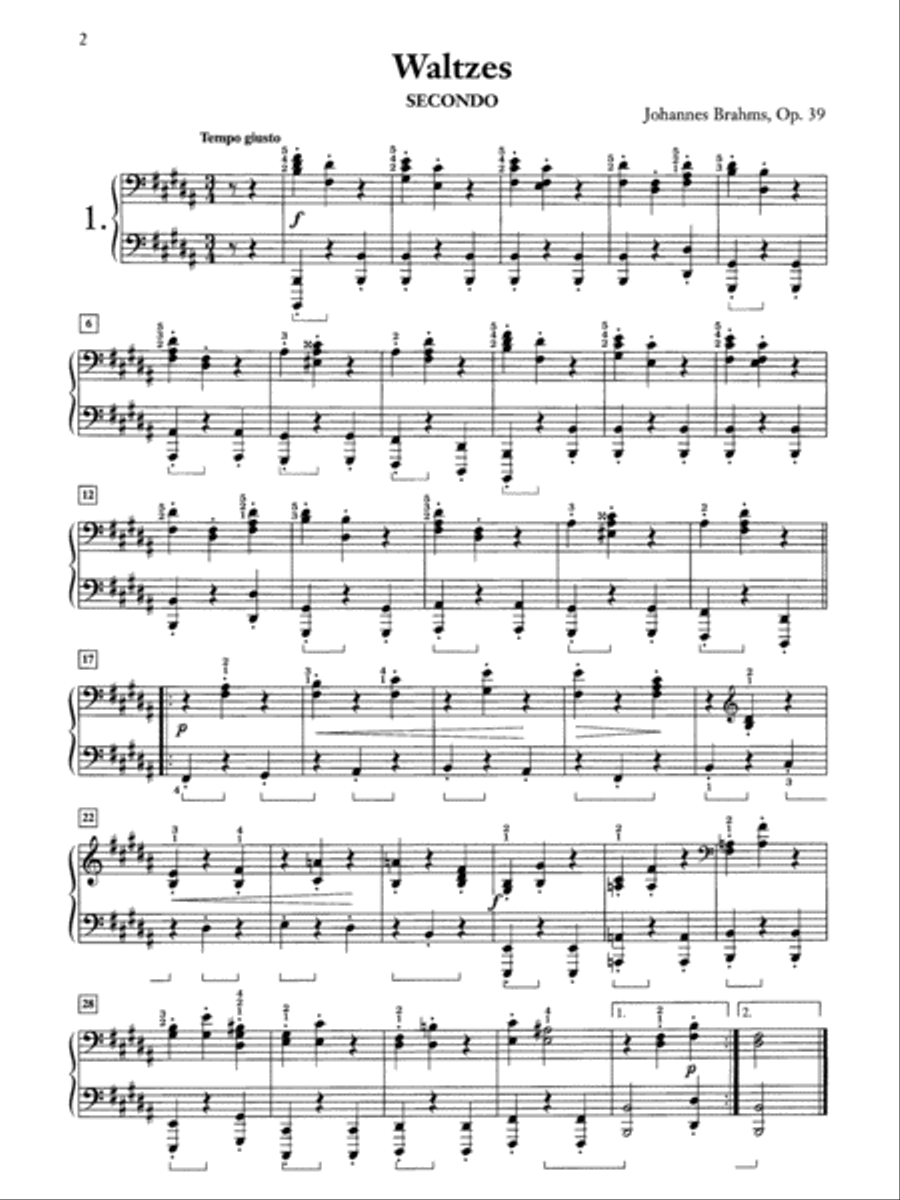Brahms -- Waltzes, Op. 39 Small Ensemble scores gallery preview page 2