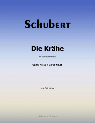 Book cover for Die Krähe, by Schubert, in e flat minor