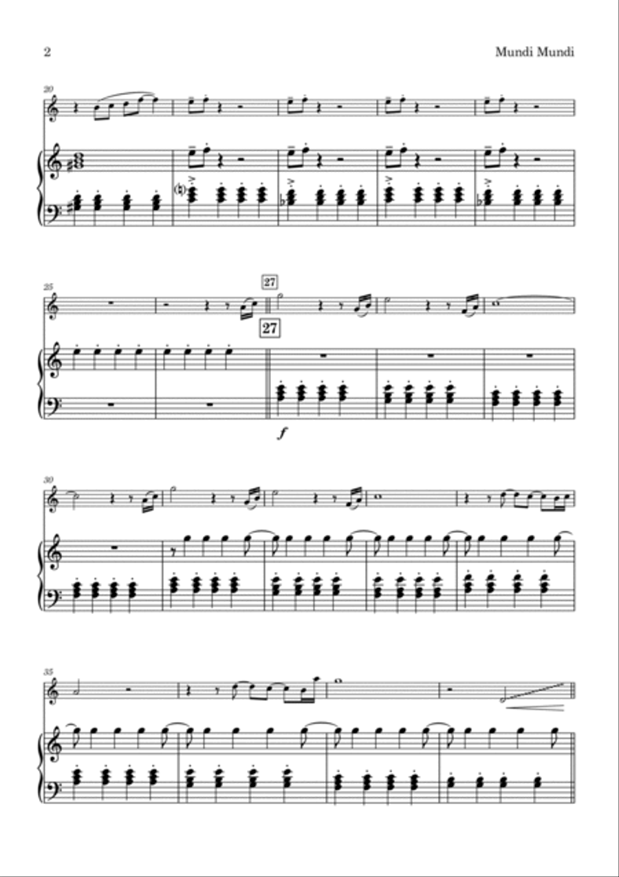 Mundi Mundi Piano scores gallery preview page 3