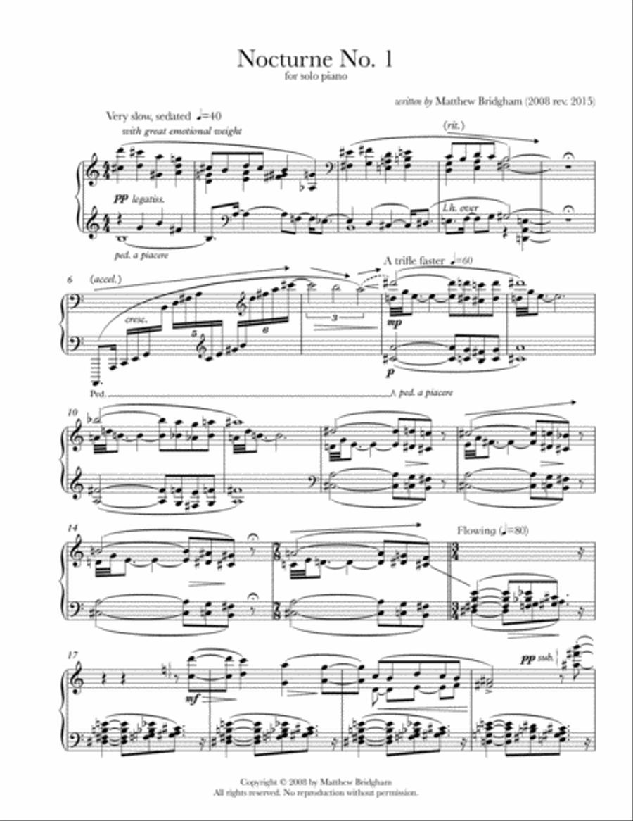 Nocturne No. 1 (2008 rev. 2015) Piano Solo scores gallery preview page 1