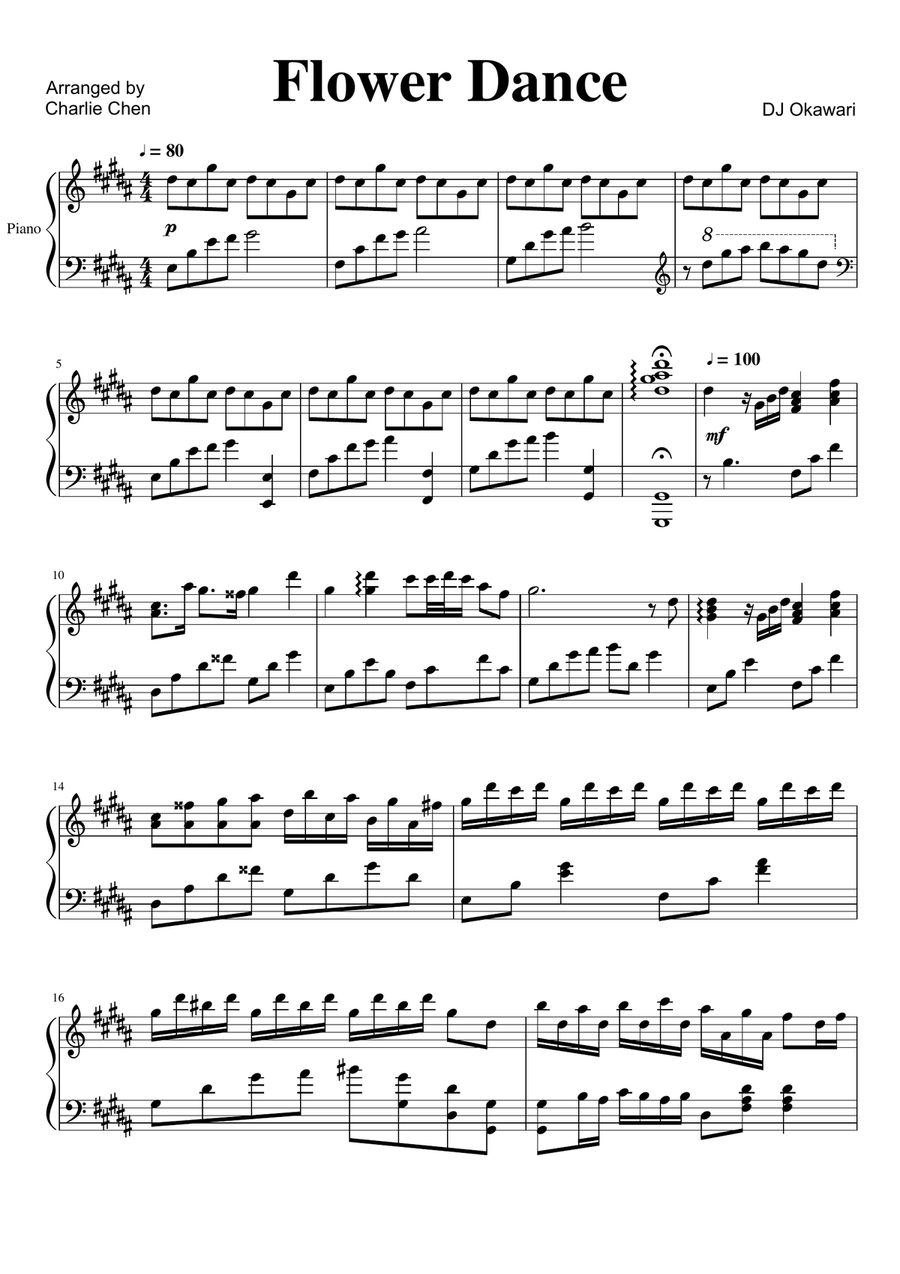 Flower Dance Piano Solo scores gallery preview page 1