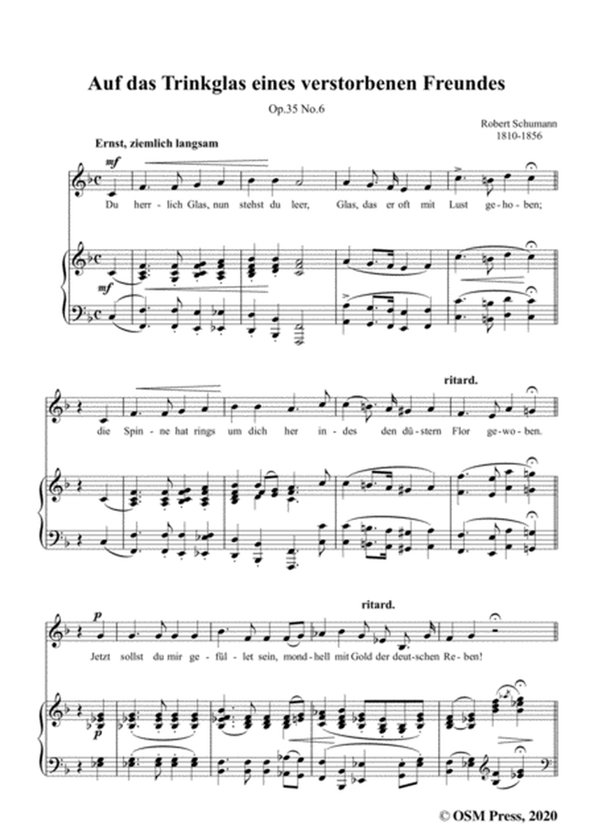 Schumann-Auf das Trinkglas eines...,Op.35 No.6 in F Major,for V&Pno image number null