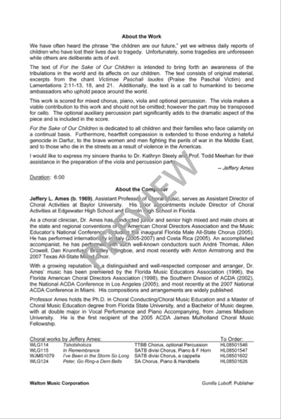 For the Sake of Our Children 4-Part scores gallery preview page 3