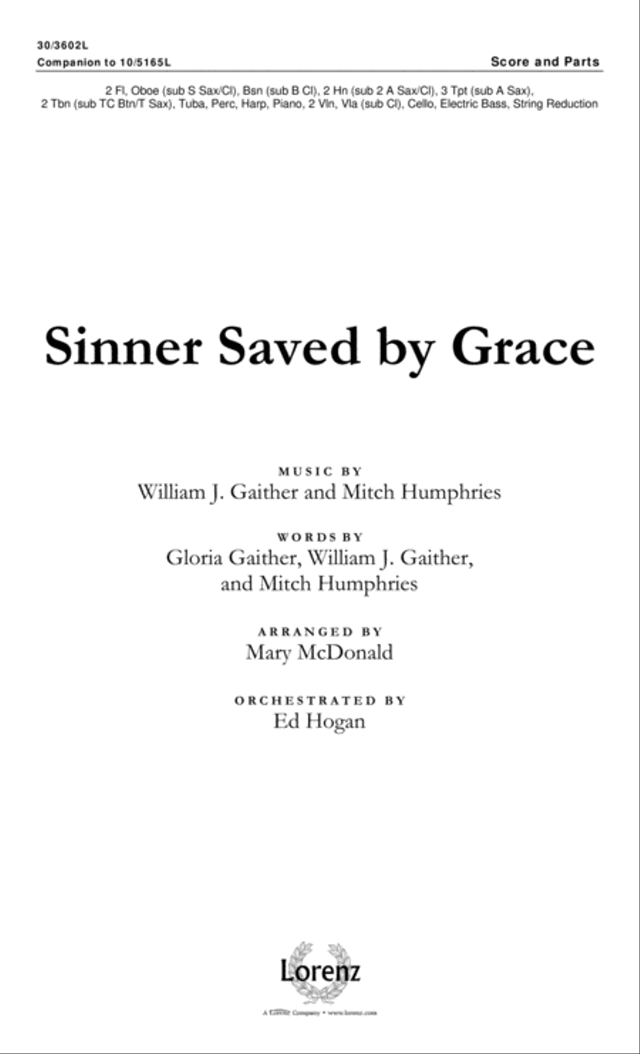 Sinner Saved by Grace - Orchestral Score and Parts Choir scores gallery preview page 2