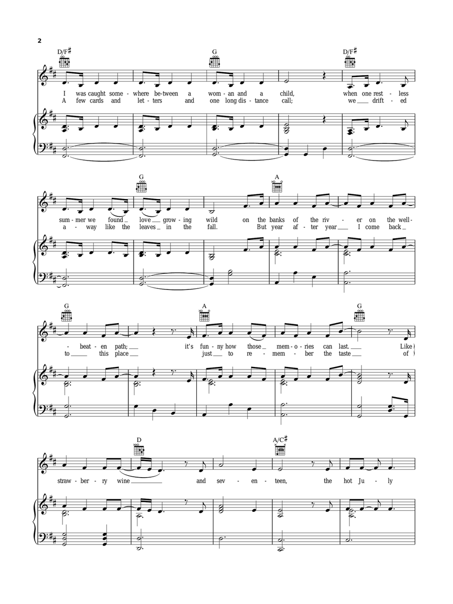 Strawberry Wine Piano, Vocal, Guitar scores gallery preview page 2