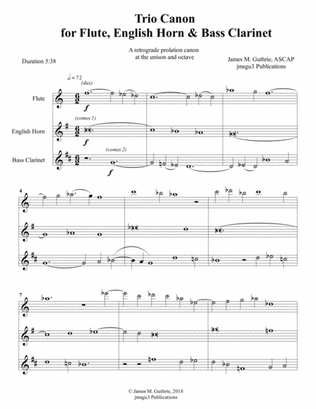 Guthrie: Trio Canon for Flute, English Horn & Bass Clarinet