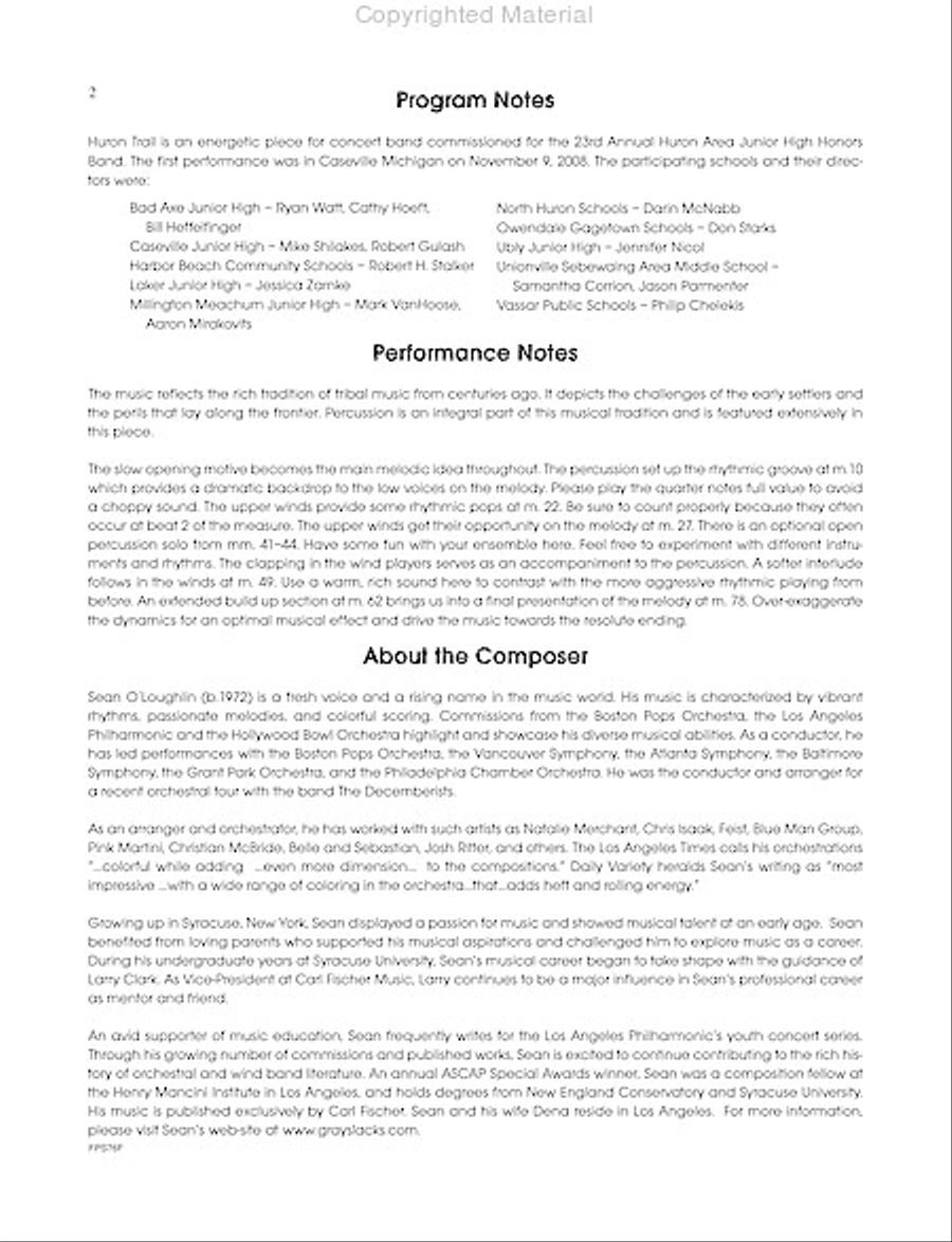 Huron Trail Huron Trail Concert Band scores gallery preview page 3