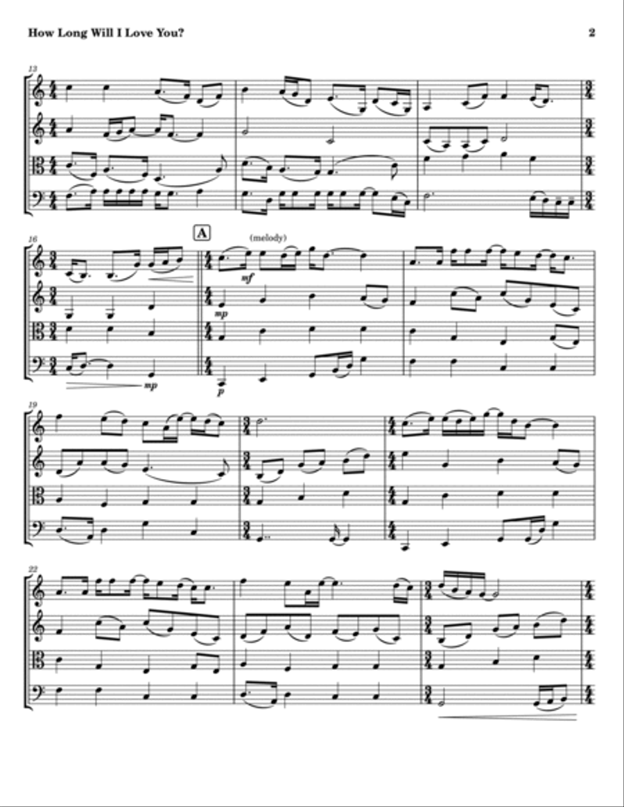 How Long Will I Love You How Long Will I Love You String Quartet scores gallery preview page 2