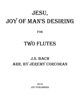 Jesu, Joy of Man's Desiring for Two Flutes